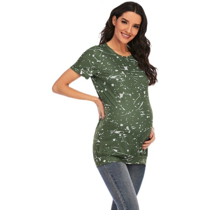 Summer Maternity T-shirt Women Clothing Fashion O-neck Short Sleeve Pregnant Tops Pregnancy Clothes T Shirts Letter Tees Premama