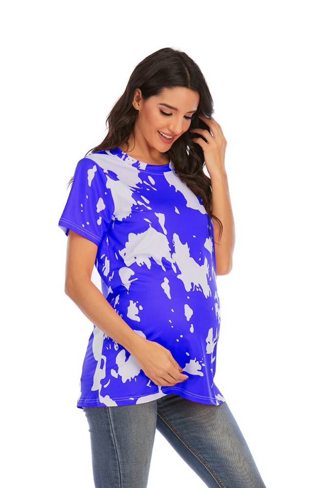 New Summer Fashion Maternity O-Neck Print T-shirt Women Clothes Pregnant Tops T-shirt for Breastfeeding Loose Pregnant Clothes