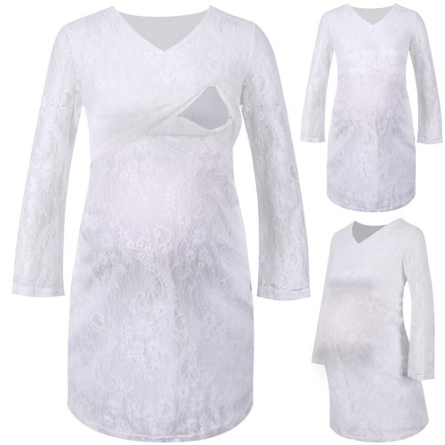 Women Maternity Dresses Clothes Long Sleeve Breastfeeding Casual Lace Dress Fall Fashion Pregnant Pregnancy Clothing vestidos
