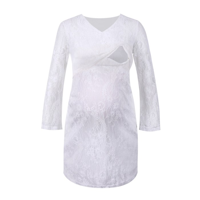 Women Maternity Dresses Clothes Long Sleeve Breastfeeding Casual Lace Dress Fall Fashion Pregnant Pregnancy Clothing vestidos
