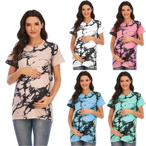 Woman Tshirts Summer New Round Neck Short Sleeve T Shirt Tops Digital Printing Pregnant Woman T-shirt Summer Plus Size