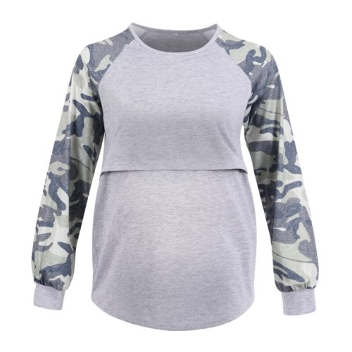 Casual Women Long Sleeve Maternity Tops Breastfeeding Tops Ladies T-Shirt Loose Mom Pregnancy Loose Clothes Mummy T Shirt
