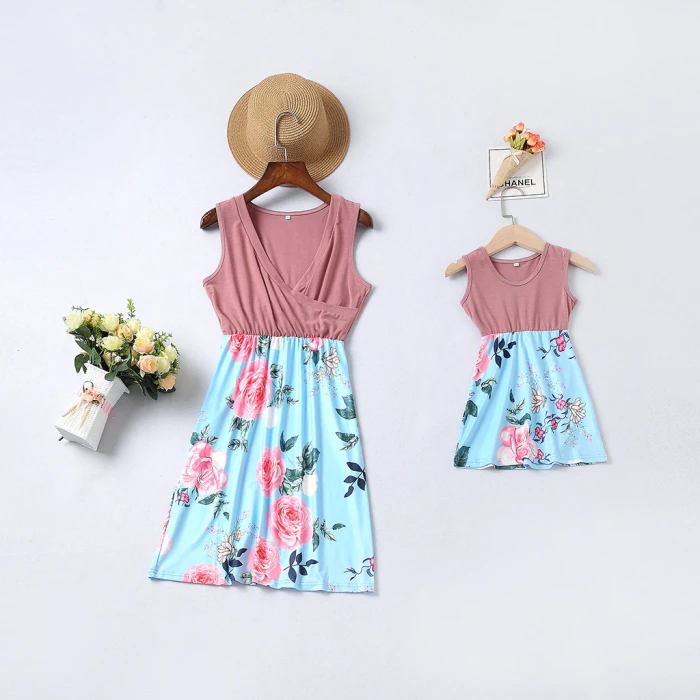 Summer Mother Daughter Dresses Family Matching Outfits Look Mommy and Me Clothes Mom Mum Baby Women Girls Dress Clothing