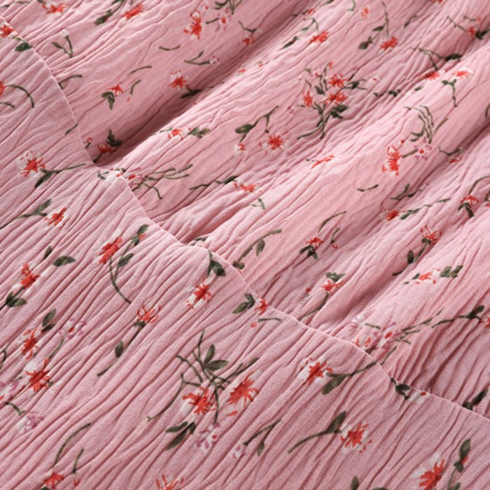 Summer Maternity Dresses Fashion Pleated Short-sleeve Pink Square Collar Pregnancy Clothing Floral Print Maternity Robe Femme