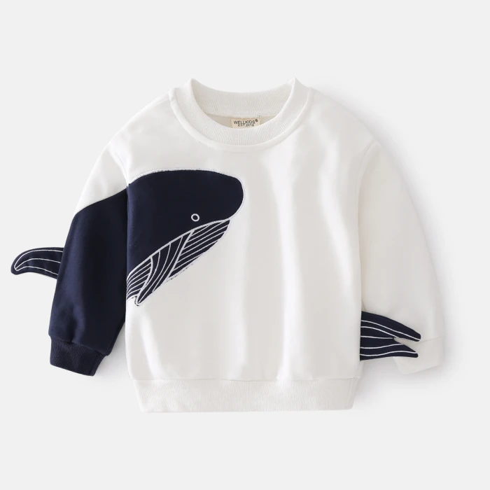 Whales Boys Sweatshirts Cotton Autumn Toddler T-shirt Long Sleeve Children Shirt Tops Kids Clothes