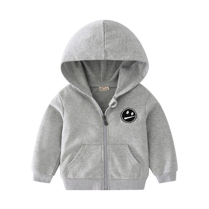 Fashion Gray Boys Sweatshirts Toddler Fall Jacket Cotton Hooded Coat Children's Outfit Kids Clothes