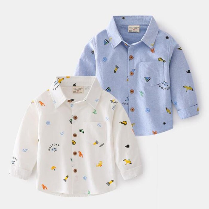Casual Spring Baby Boys Shirt Children Children's Autumn Kids Baby Boys Long Sleeve Cartoon Printing Shirt