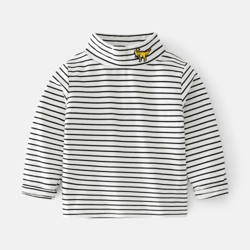 Striped Turtleneck Boys T-shirts Long Sleeve Fall Clothes For Kids Toddler Tops Tees Shirt Basic Children Shirt
