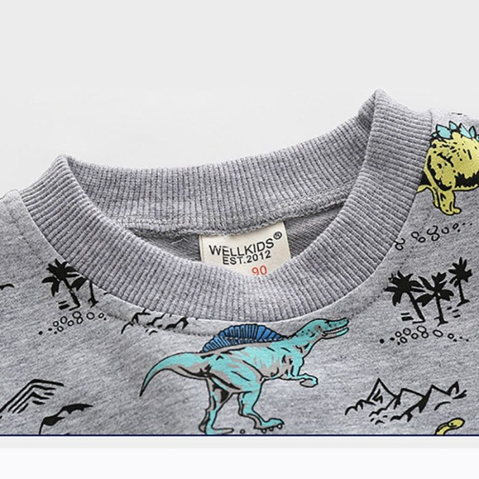 2021 Spring and Autumn 2-8 Years Children Long Sleeve Cartoon dinosaur Animal Print Baby Kids Boy Sweatshirt baby boys clothes
