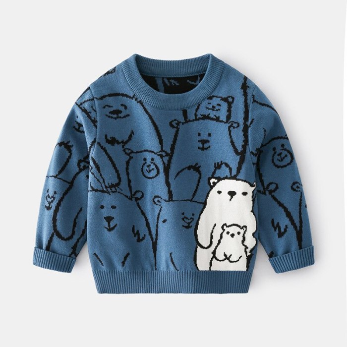 Fall Toddler Boys Sweaters Casual Bear Pattern Knitted Wear Children Winter Pullover Cotton Kids Clothes