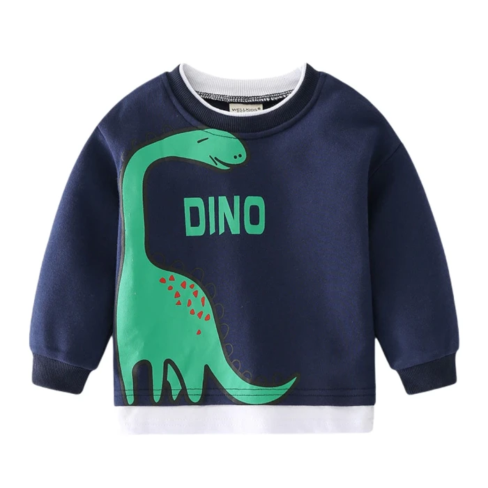 Autumn Spring Kids Boys Dinosaur Sweatshirt Cartoon Pullovers Versatile Fashion Long Sleeve Hoodies Toddler Children Clothes