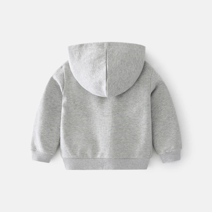 Fashion Gray Boys Sweatshirts Toddler Fall Jacket Cotton Hooded Coat Children's Outfit Kids Clothes
