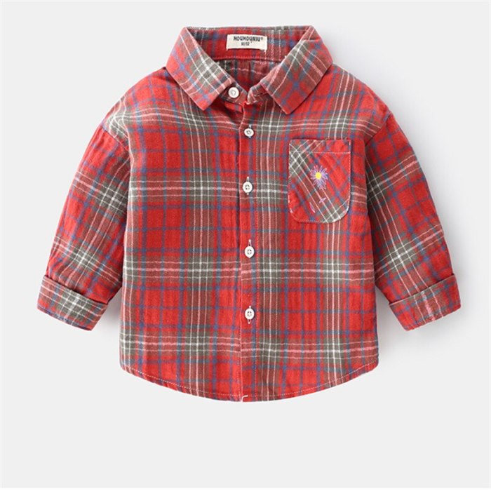 Kids Plaid Shirt Children's Cotton Outfit Childrens Shirts Baby Boys Girls Blouse Top Baby Clothing Autumn Baby Clothes 2021