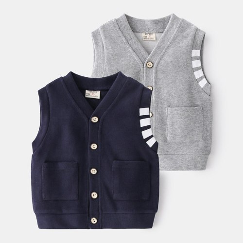 Spring Kids Clothes New Casual Cute Boys Single Breasted Vest Children Top Trendy Little Gentleman Two Color Small Vest