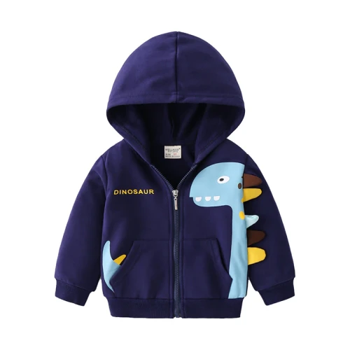 2021 Spring New Cartoon Dinosaur Baby Boy Jacket Casual Printing Kids Hoodie 1-6 Years Hooded Children Clothes Cute Kid Coat