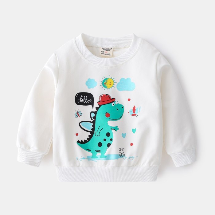 2021 New Spring Autumn Childrens Clothes Boys Cotton Bottoming Shirt Fashion Cartoon Printing Sweater Casual Soft Round Neck Top