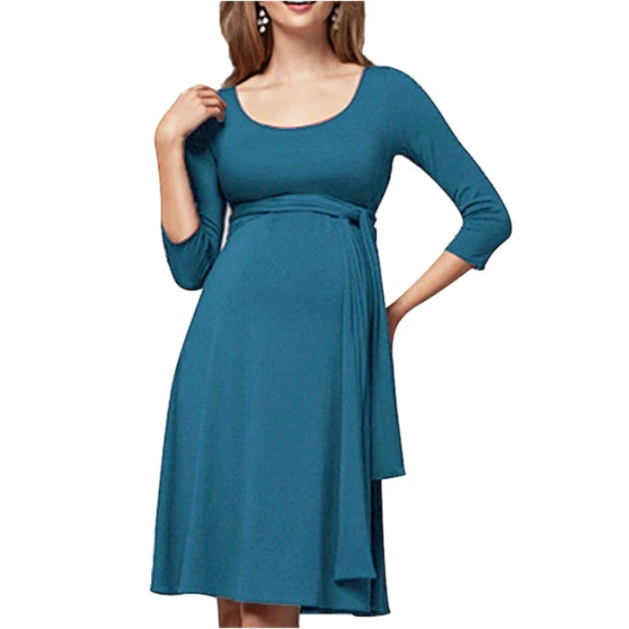Moms Pregnancy Maternity Clothes Maternity Tops Women's Pregnancy Long Sleeve Dress Maternity Solid Color Shirt