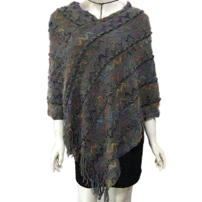 Pregnant Women Irregular Cloak Shawl Lazy Style V-neck Solid Wavy Fringe Capes Sweater Pullover