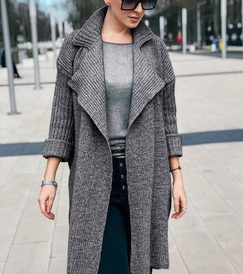 2021 Casual Winter Warm Long Pregnant Women's Sweater Lapel Solid Color Long Sleeve Sweaters Jacket Loose Fashion Knit Top Windbreake