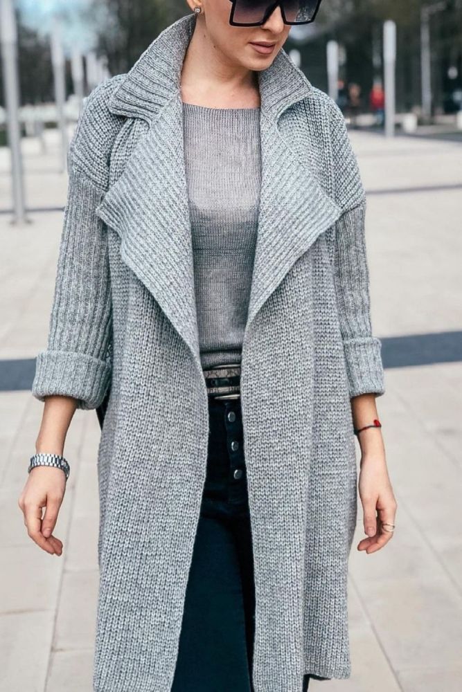 2021 Casual Winter Warm Long Pregnant Women's Sweater Lapel Solid Color Long Sleeve Sweaters Jacket Loose Fashion Knit Top Windbreake