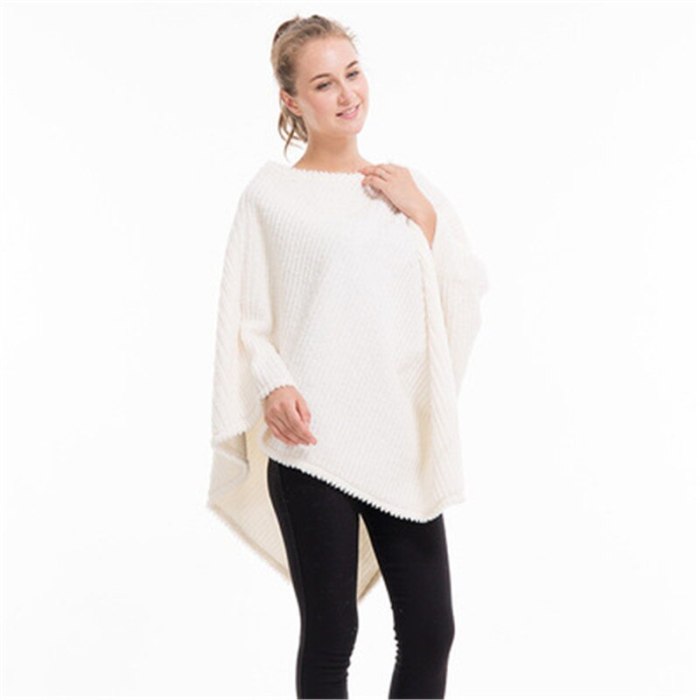 New Pregnant Woman Fashion Poncho Plus Size scarf Cotton Sweater Casual Pullover Lady Shawl Warm Thick Poncho And Caps
