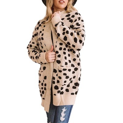 2021 Two Color Maternity Long Cardigan Leopard Print Cardigan