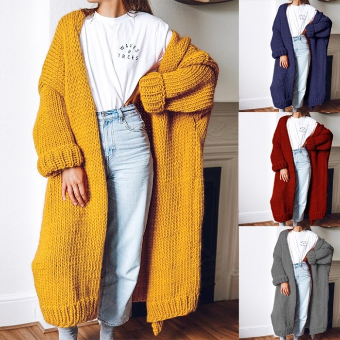 2021 Maternity Casual Thicken Long Knitted Cardigan Sweater Women Vintage Loose Sweater Coat Solid Oversized Jumper Outwear Autumn Winter