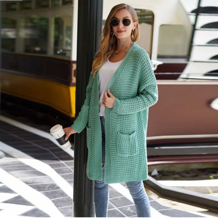 2021 Autumn And Winter Maternity Women Knitted Cardigan Adult Loose Large Solid Color Sweater Ladies Casual Cardigan Sweater Knitted Coat