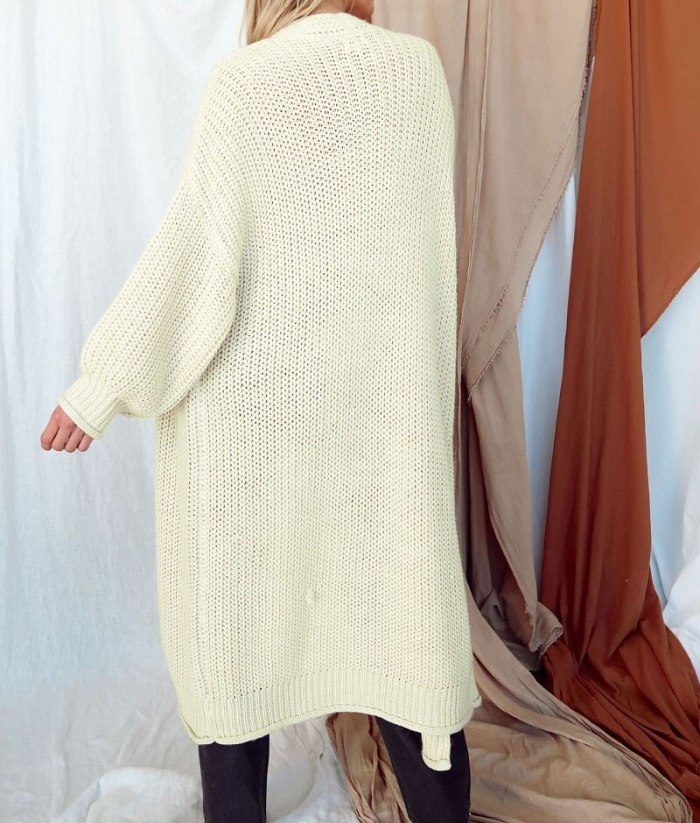Midi plus size maternity sweater women cardigan for winter 2021 new Vneck solid loose casual sweet chic long knitted cardigan women's coat
