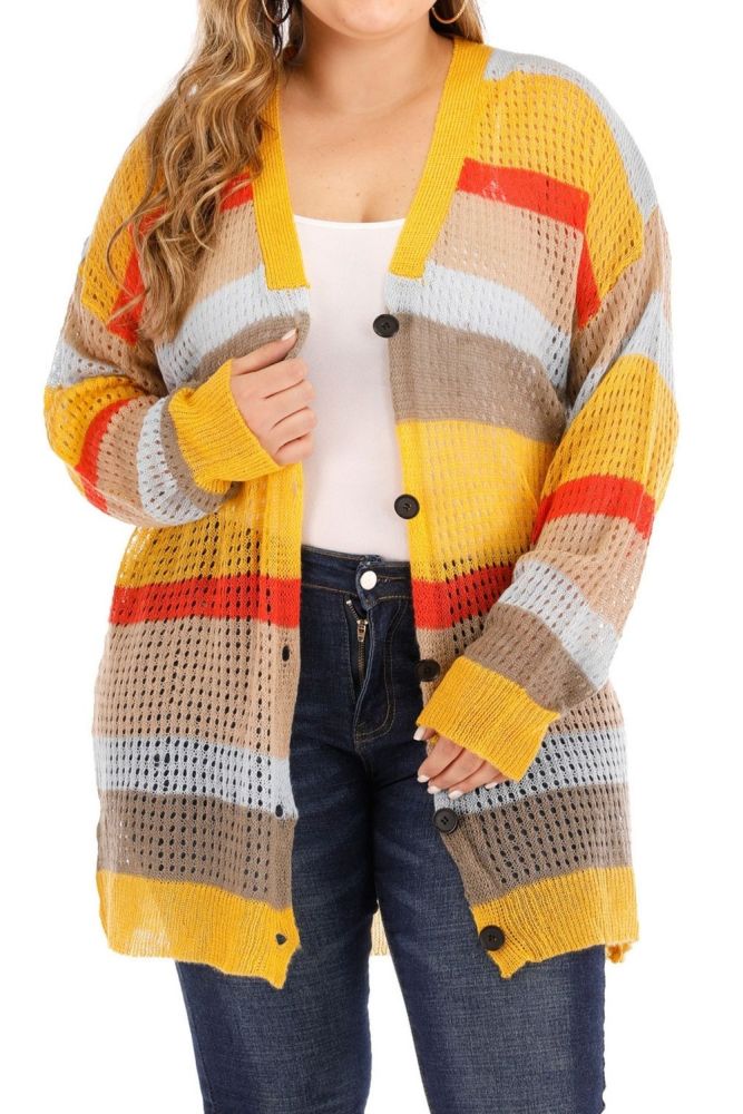 Multicolor Long Cardigan Maternity Women Autumn Winter Long Sleeve Knit Sweater Plus Size Jumper Coat