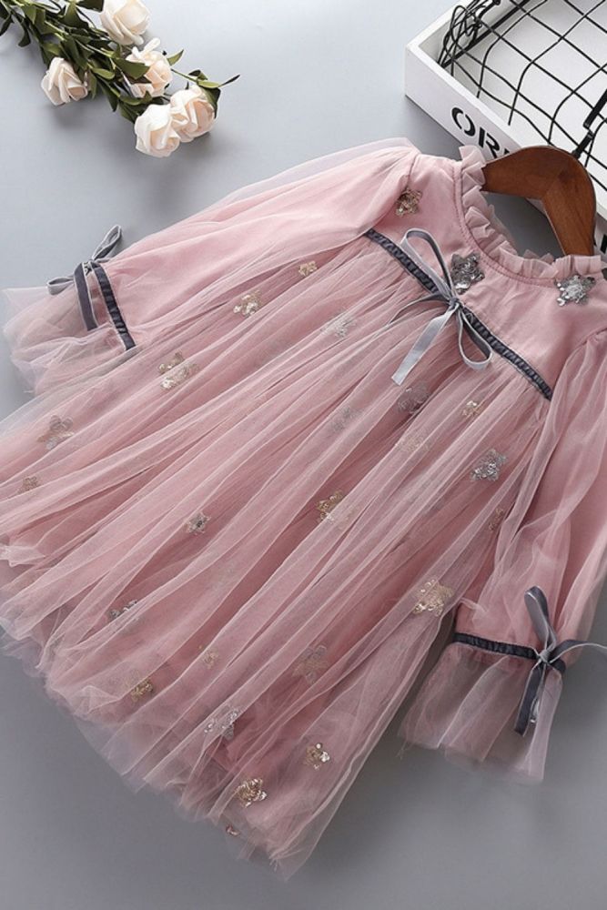 Girl princess bow knot dress baby girl party Sequin dresses for 2-8 years children clothes spring autumn summer kids clothing