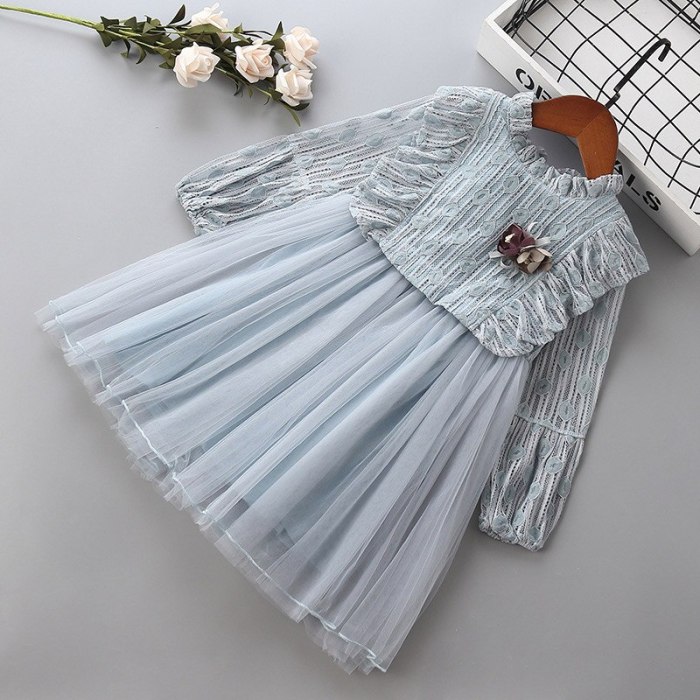 Bear Leader Kids Girls Princess Dresses New Spring Autumn Baby Girls Flowers Appliques Party Costumes Wedding Vestidos 2-6 Years