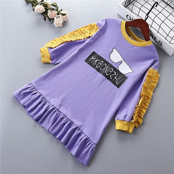 3-10 years High quality girl dress 2021 spring new fashion casual active full sleeve  kid children girl clothing princess dress