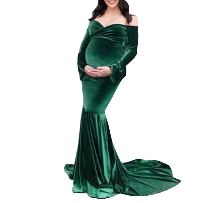 Velour Maternity Dresses For Photo Shoot Pregnant Women Baby Shower Dress Mermaid Maxi Gown Pregnancy Dress Photography Props