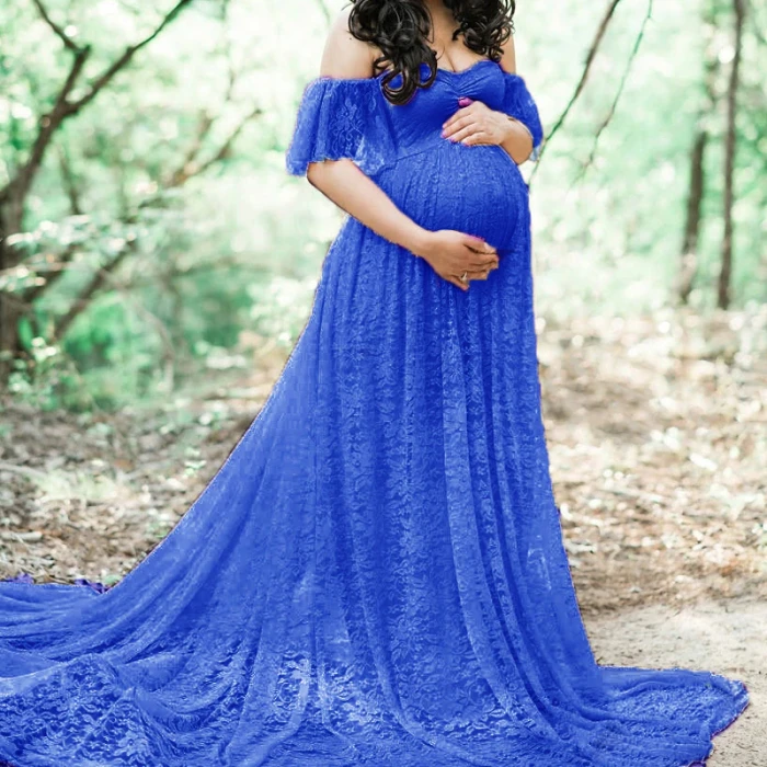 Lace Maternity Dresses For Photo Shoot long Dresses Sexy Open Shoulder Pregnancy Dress For Pregnant