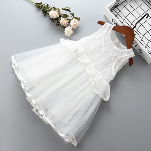 Girl princess lace dress Summer children clothing party dress for 2-7T kids Clothes girls lace birthday wedding tutu dress