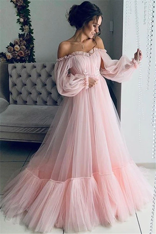 Women Tulle Long Dress Sexy Off-shoulder Pregnancy Photo Shooting Maxi Dress Baby Shower Maternity Photography Dress Party Robe