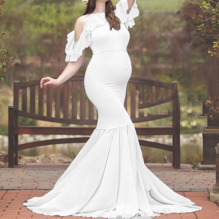 New Summer Maternity Dresses For Photo Shoot 2021 Pregnant Women Clothing Off Shoulder Ruffle Sleeve Pregnancy Dress Photography