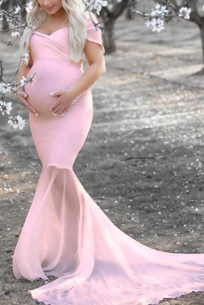 Women Pregnants Chiffon Splicing Photography Props Trapless Long Maternity Dress Sexy Maternity Dresses For Photo Shoot