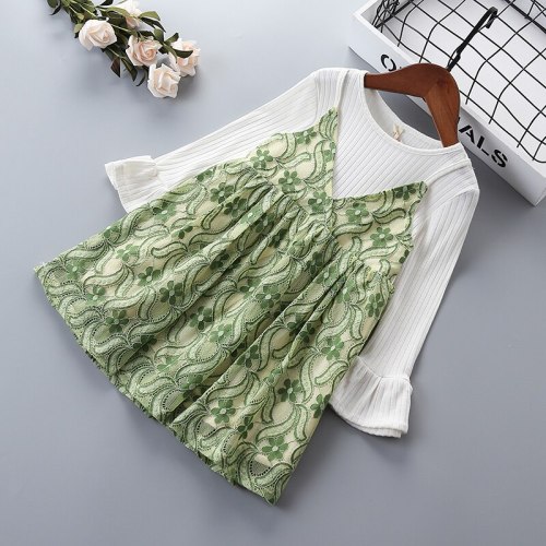 Girl lace dresses 2021 party dress for Princess splice girls gown Spring Autumn 2-7 years kids flower Clothes children clothing