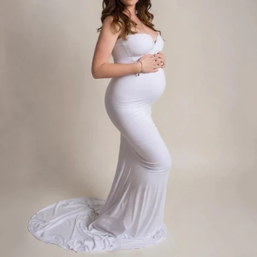 Sexy Shoulderless Maternity Dresses For Photo Shoot Maxi Gown 2021 Summer Women Pregnant Photography Props Long Pregnancy Dress