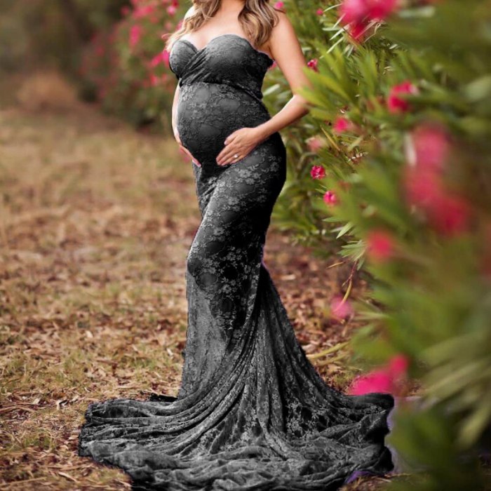 High Quality Lace Pregnancy Long Dress For Women Clothes Summer 2021 Sleeveless Sexy Black Maternity Gowns For Photo Shoot Dress