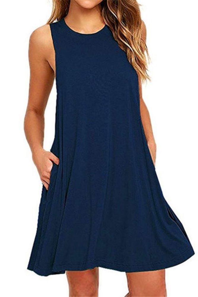 2021 Women's Summer Casual Swing T-Shirt Dresses Beach Cover Up With Pockets Plus Size Loose T-shirt Dress