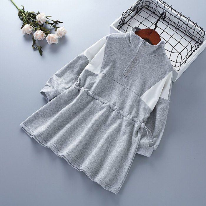 3-7 years High quality girl clothes 2021 new autumn fashion casual active grey black purple patchwork kid children girl dresses