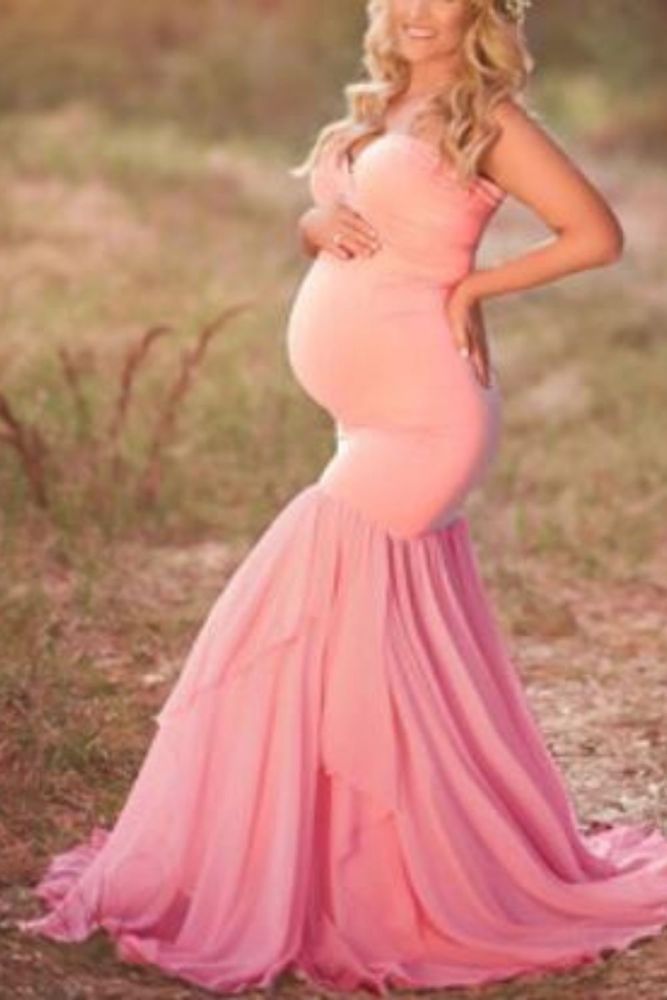 Maternity Maxi Gown Dresses for Photo Shoot Sexy Shoulderless Pregnancy Photography Dress Pregnant Women Baby Shower Clothes