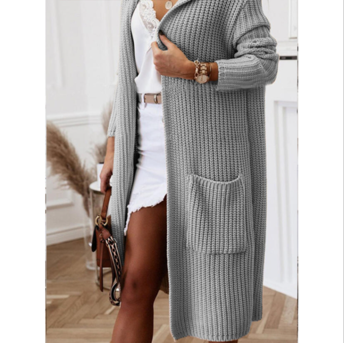 Sweater Knit Cardigan Women Loose Cashmere Wool Fall Winter Thick Warm Soft Oversized Women Pockets Long Winter Sweater Dropship
