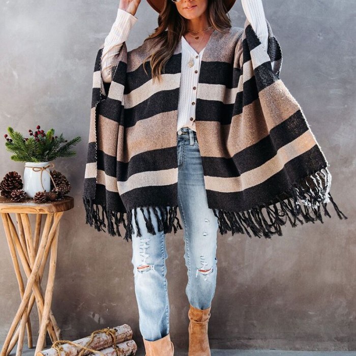 Women's Fashion Street Acrylic Knit Cardigan Large Size Casual Tassel Sweater Hot Sale in Autumn and Winter 2021 Pull Femme