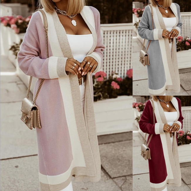 Patchwork Simple Solid X-long Thick Winter Coat for Ladies Elegant All-match with Pockets Woolen Coat Winter Hot Coat for Women