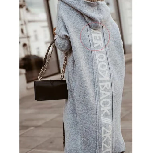 Knitted Cardigan Women Hooded Letters Loose Sweaters Full Sleeves Fall Fashion New Streetwear for Women