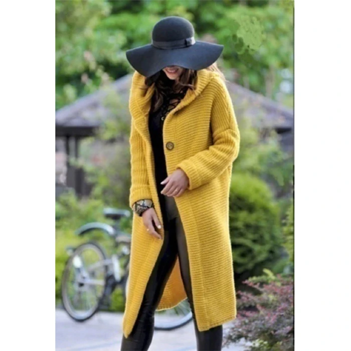 Women's Sweaters Winter 2021 Fashionable Casual Loose Sweater Female Autumn Cardigans Single Breasted Puff Hooded Coat Plus Size